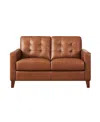 Hydeline Aiden 56" Top Grain Leather Loveseat In Nutmeg Brown
