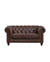 Hydeline Alton Bay 68" Top Grain Leather Loveseat In Caramel Brown
