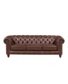 Hydeline Alton Bay 91" Top Grain Leather Sofa Couch In Caramel Brown