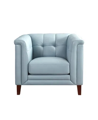 Hydeline Arvo 38" Top Grain Leather Chair In Spa Blue
