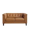 Hydeline Arvo 62" Top Grain Leather Loveseat In Cognac Brown