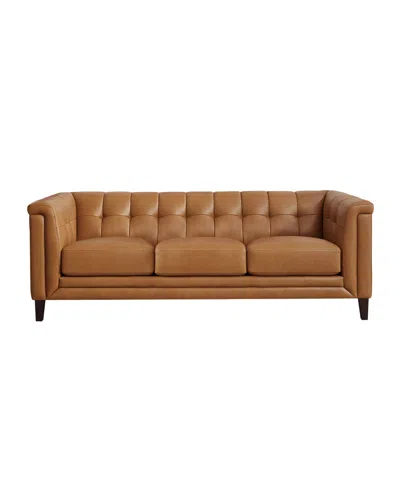 Hydeline Arvo 84" Top Grain Leather Sofa In Cognac Brown