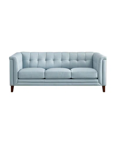 Hydeline Arvo 84" Top Grain Leather Sofa In Spa Blue