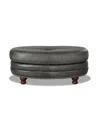 Hydeline Belfast 42" Top Grain Leather Oval Ottoman