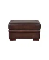 Hydeline Brookfield 30" Top Grain Leather Ottoman In Caramel Brown