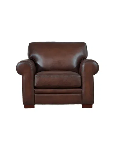 Hydeline Brookfield 44" Top Grain Leather Chair In Caramel Brown