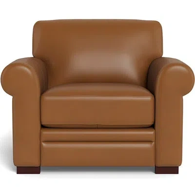Hydeline Brookfield Genuine Leather Top Grain Leather Club Chair In Cognac
