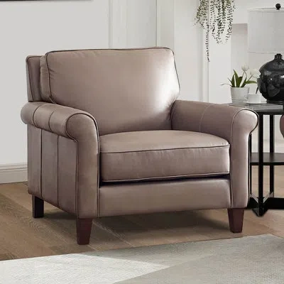 Hydeline Laguna 36'' Wide Genuine Leather Top Grain Leather Armchair In Taupe