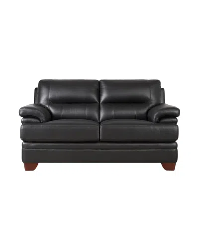 Hydeline Luxor 66" Top Grain Leather Loveseat In Black