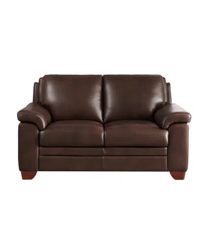 Hydeline Magnum 62" Top Grain Leather Loveseat In Brown