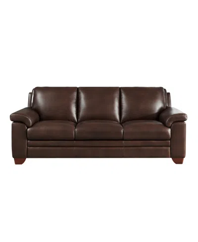 Hydeline Magnum 84" Top Grain Leather Sofa In Chestnut Brown