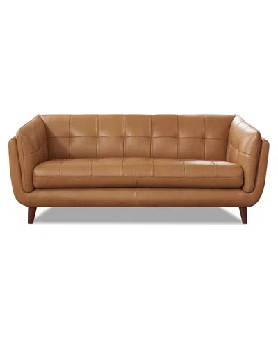 Hydeline Solana 88" Top Grain Leather Sofa In Brown