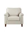 Hydeline Westcott 38" Top Grain Leather Chair In Vanilla White