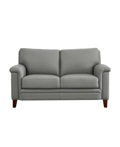 Hydeline Westcott 62" Top Grain Leather Loveseat In Silver Gray