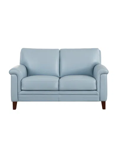 Hydeline Westcott 62" Top Grain Leather Loveseat In Blue
