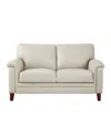 Hydeline Westcott 62" Top Grain Leather Loveseat In Vanilla White