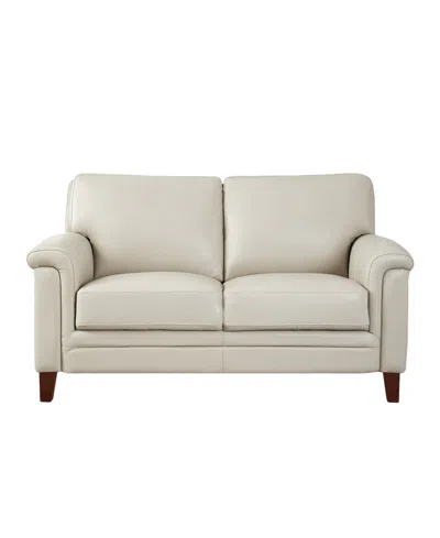 Hydeline Westcott 62" Top Grain Leather Loveseat In Vanilla White