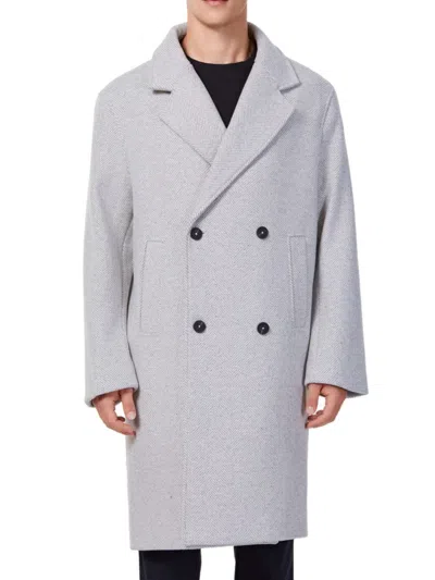 Hyden Yoo Men's Double Breasted Wool Blend Overcoat In Medium Grey
