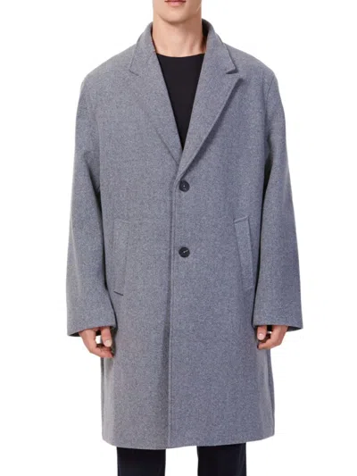 Hyden Yoo Men's Single Breasted Wool Blend Overcoat In Medium Grey