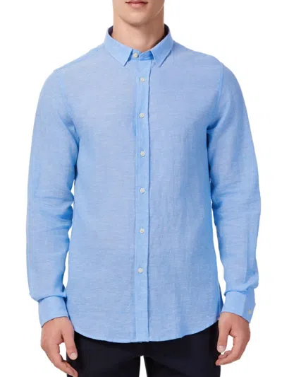 Hyden Yoo Men's Tyler Linen Blend Sport Shirt In Blue