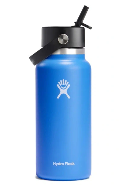 Hydro Flask 32-ounce Wide Mouth Flex Straw Cap Water Bottle In Blue