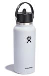 Hydro Flask 24 oz Wide Mouth With Flex Straw Cap In White