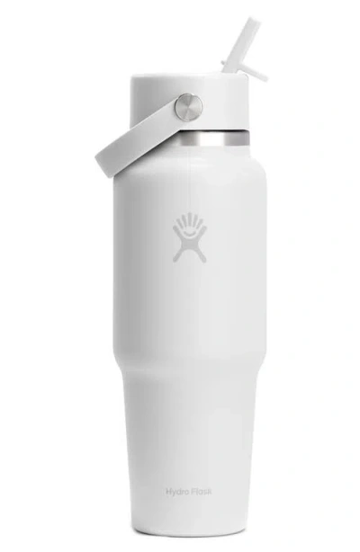 Hydro Flask 32-ounce Wide Mouth Travel Bottle With Flex Straw Cap In White