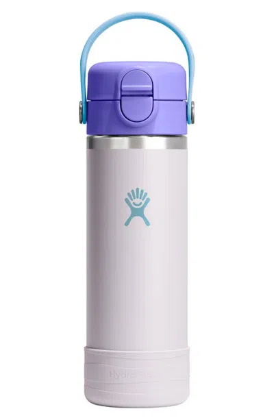Hydro Flask Kids' 18 Oz. Wide Mouth Covered Straw Lid Water Bottle In Purple