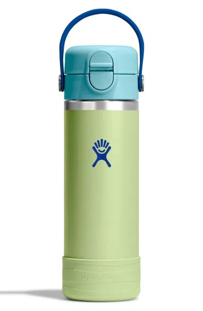 Hydro Flask Kids' 18 Oz. Wide Mouth Covered Straw Lid Water Bottle In Green