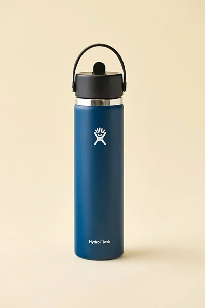 Hydro Flask Wide Mouth Flex Straw 24 oz Water Bottle In Indigo At Urban Outfitters In Blue