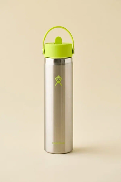 Hydro Flask Wide Mouth Flex Straw 24 oz Water Bottle In Stainless Lime At Urban Outfitters In Metallic