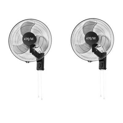 Hydrofarm Active Air Acfw16hdb Metal Wall Mountable Oscillating Fan In Black