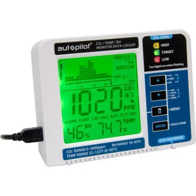 Hydrofarm Autopilot Hydroponic Gardening Co2 Rh Temperature Monitor And Data Logger