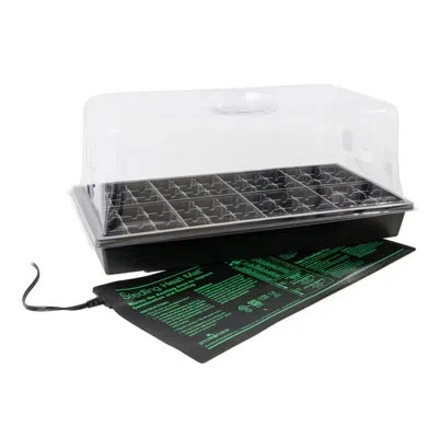 Hydrofarm Jump Start Ck64050 Germination Station With Heat Mat, Tray, Cell Insert & Dome In Black