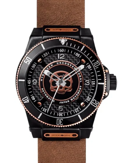 Hydrogen Sportivo 42mm Skull Motif Carbon Fibre Watch In Brown