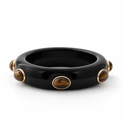 Hye Jane Jewelry Women's Black / Brown Adler Resin & Semiprecious Gemstone Bangle In Black/brown
