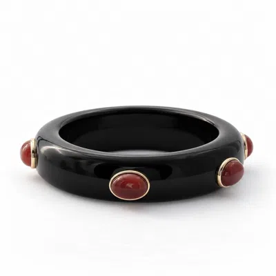 Hye Jane Jewelry Women's Black / Red / Orange Adler Resin & Semiprecious Gemstone Bangle In Black/red/orange