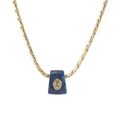 Hye Jane Jewelry Women's Blue / Gold Bowie Lapis Gemstone Slider Necklace In Blue/gold