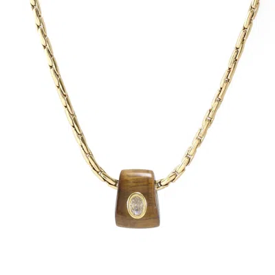 Hye Jane Jewelry Women's Brown / Gold Bowie Tigers Eye Gemstone Slider Necklace In Brown/gold