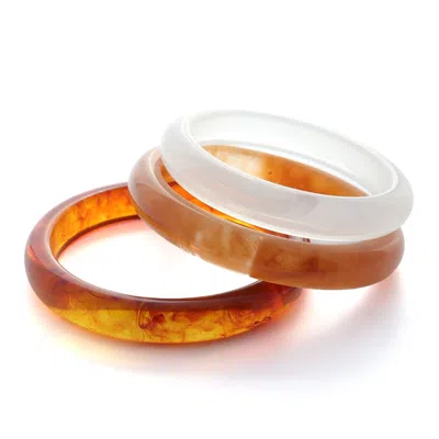 Hye Jane Jewelry Women's Brown / Neutrals Honey Tortoise Resin Bangle Set