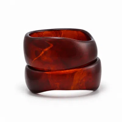 Hye Jane Jewelry Women's Brown Turquoise Forma Bangle Set In Burgundy