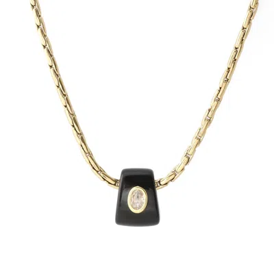Hye Jane Jewelry Women's Gold / Black Bowie Black Obsidion Gemstone Slider Necklace In Gold/black