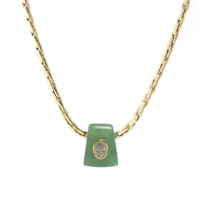 Hye Jane Jewelry Women's Gold / Green Bowie Aventurine Gemstone Slider Necklace In Gold/green