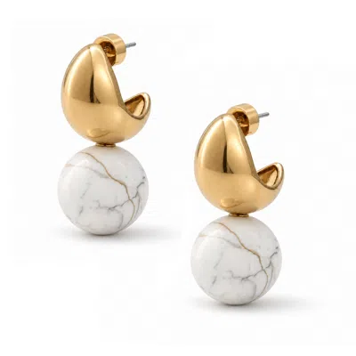 Hye Jane Jewelry Women's Gold / White Carmen Howlite Sphere Statement Earrings