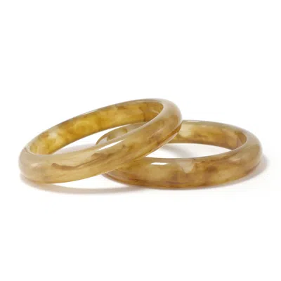 Hye Jane Jewelry Women's Green / Brown Acacia Marbled Resin Duo Bangle Set In Multi