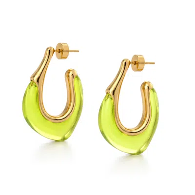 Hye Jane Jewelry Women's Green Gaia Transparent Lime Resin Hoop Earrings