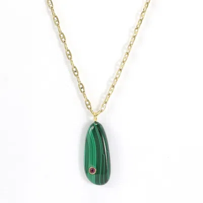 Hye Jane Jewelry Women's Green / Gold Millie Malachite Pendant On Mariner Chain In Green/gold