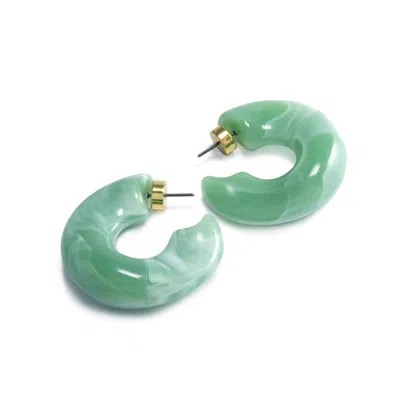 Hye Jane Jewelry Women's Green Jade Marbled Rena Resin Hoops