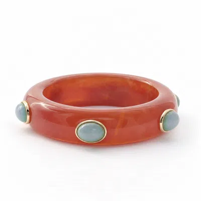Hye Jane Jewelry Women's Orange / Blue Adler Resin & Semiprecious Gemstone Bangle In Orange/blue
