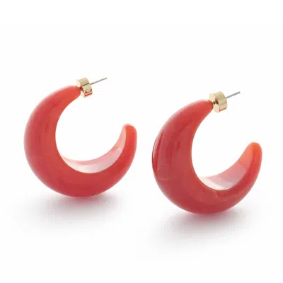Hye Jane Jewelry Women's Orange / Red Crescent Terra Cotta Resin Hoops In Multi